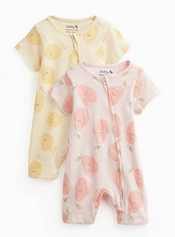 Fruit Print Ribbed Rompers 2 Pack 3-6 months